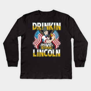 Drinkin With Lincoln Beer Drinker Kids Long Sleeve T-Shirt